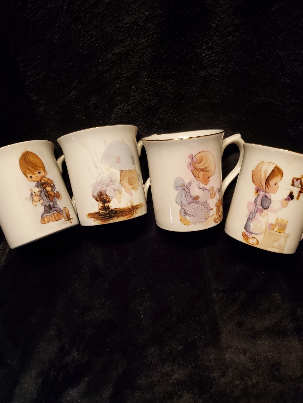 1984 ENESCO Precious MOMENTS 4 Coffee/tea MUGS BLESSED ARE SERIES VINTAGE - Picture 2 of 11